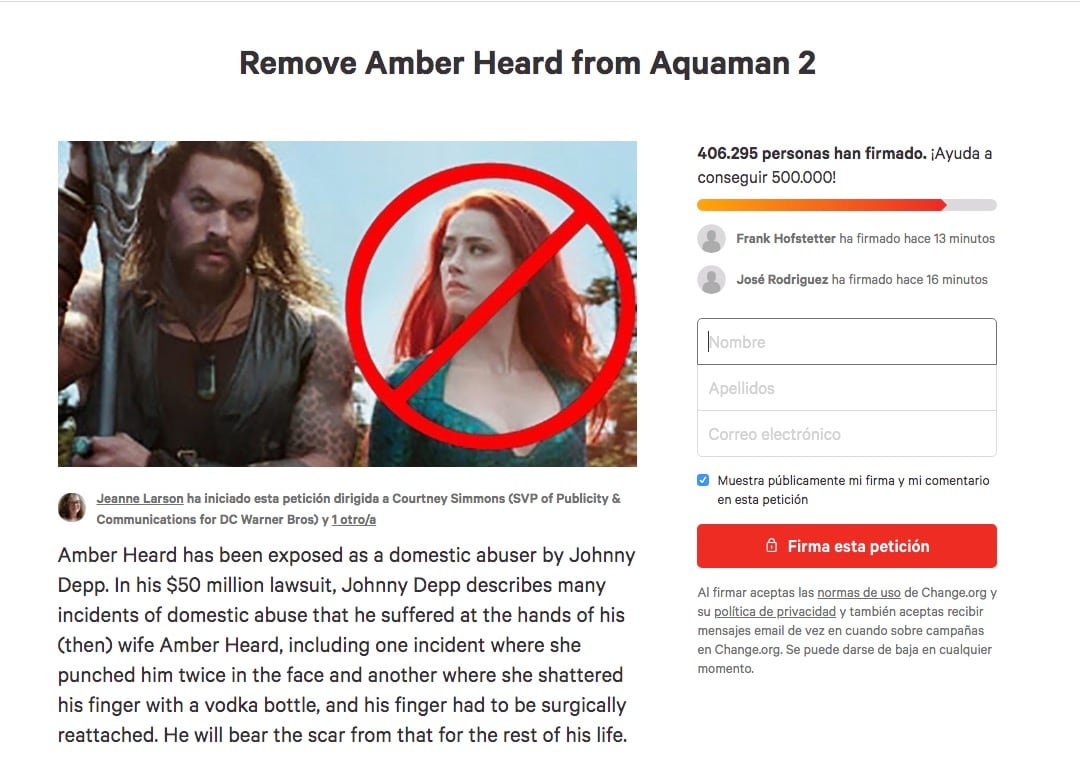 Petición Amber Heard