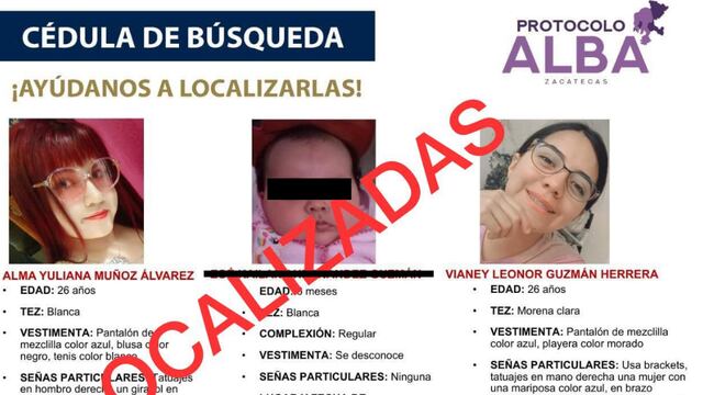 Localizan con vida a las mujeres y bebé secuestradas en un cruce de Zacatecas