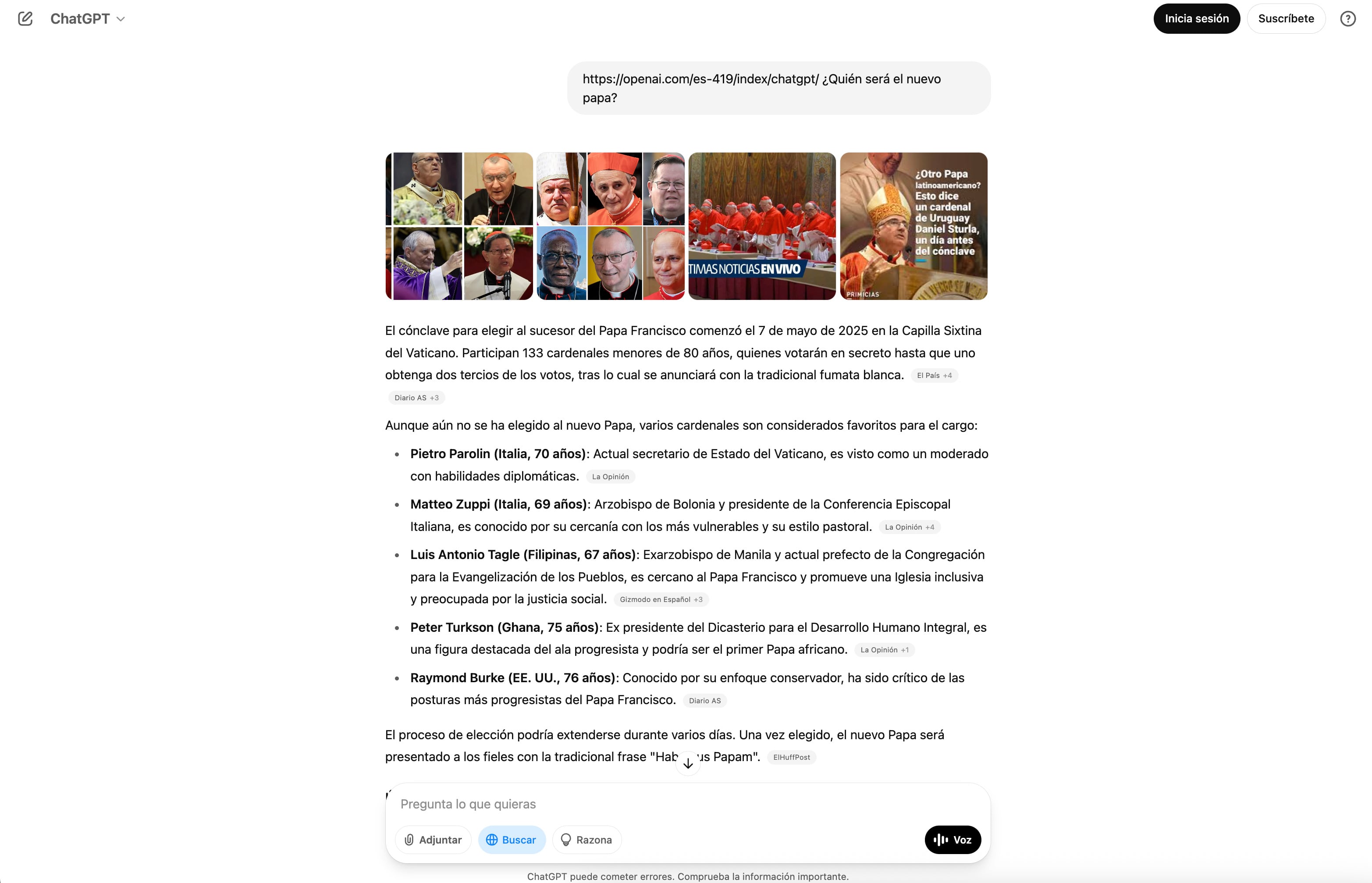 ChatGPT da su predicción para el nuevo papa en el cónclave 2025