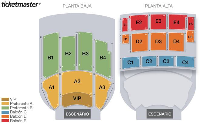 Mapa de asientos del Teatro Metropólitan