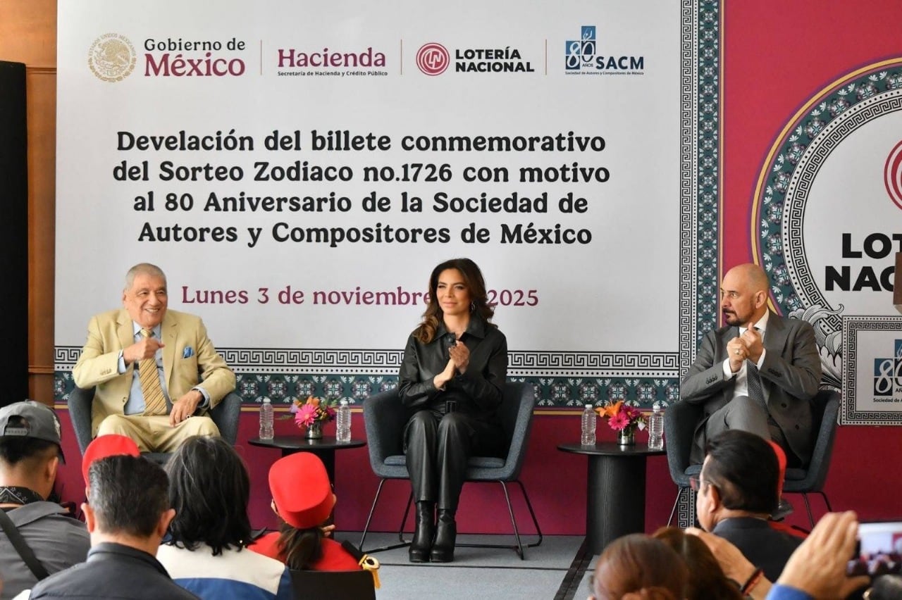 Billete conmemorativo de Lotería Nacional dedicado a la Sociedad de Autores y Compositores de México.