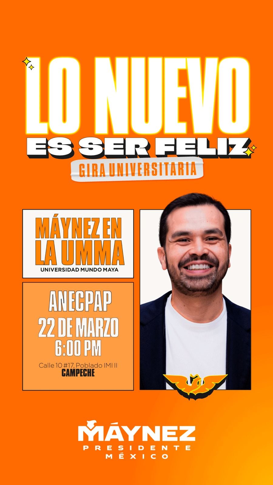El candidato presidencial Jorge Álvarez Máynez tiene programada una actividad en Campeche este 22 de marzo