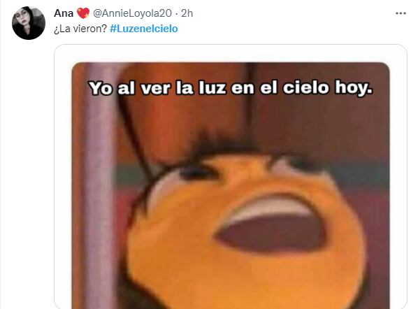 Meme de la abejita por la extraña luz que se vio en el cielo.