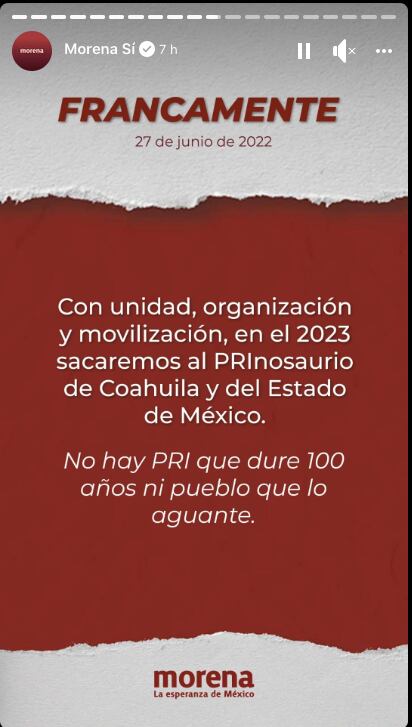 Historia de Morena donde se promete sacar al PRI de Coahuila y el Estado de México