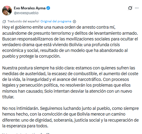 Evo Morales niega acusaciones