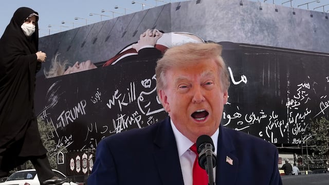 Mural en Irán muestra al presidente de Estados Unidos en un ataúd