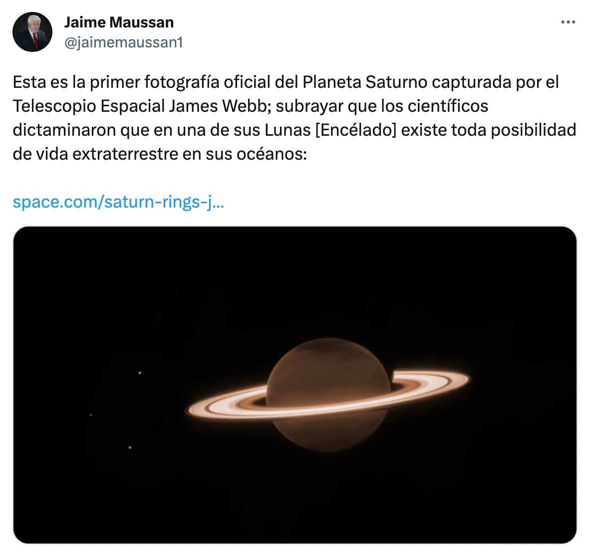 Jaime Maussan comparte foto de Saturno