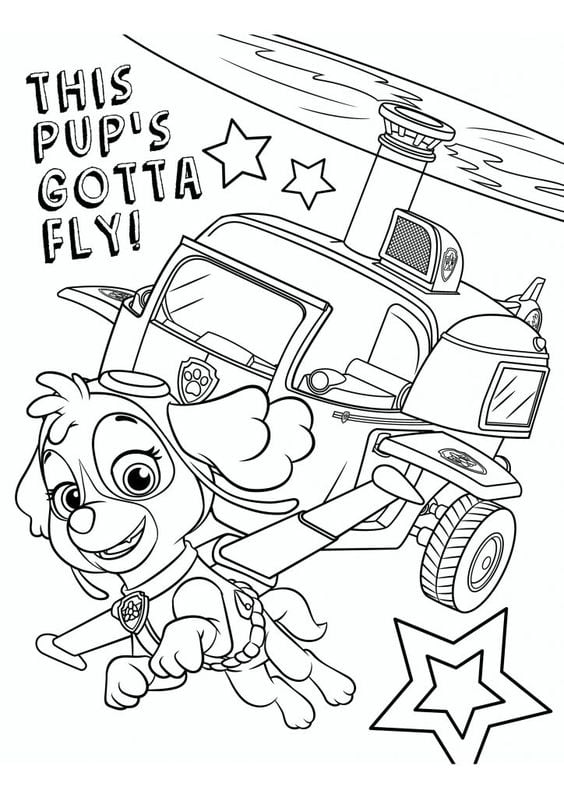 Dibujos de Skye de Paw Patrol con temática del Día del Niño