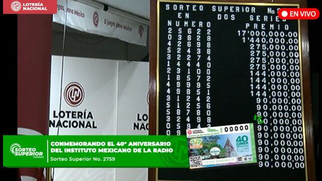 Resultados Sorteo Superior 2759 de Lotería Nacional en vivo: ganadores de hoy, 24 de marzo