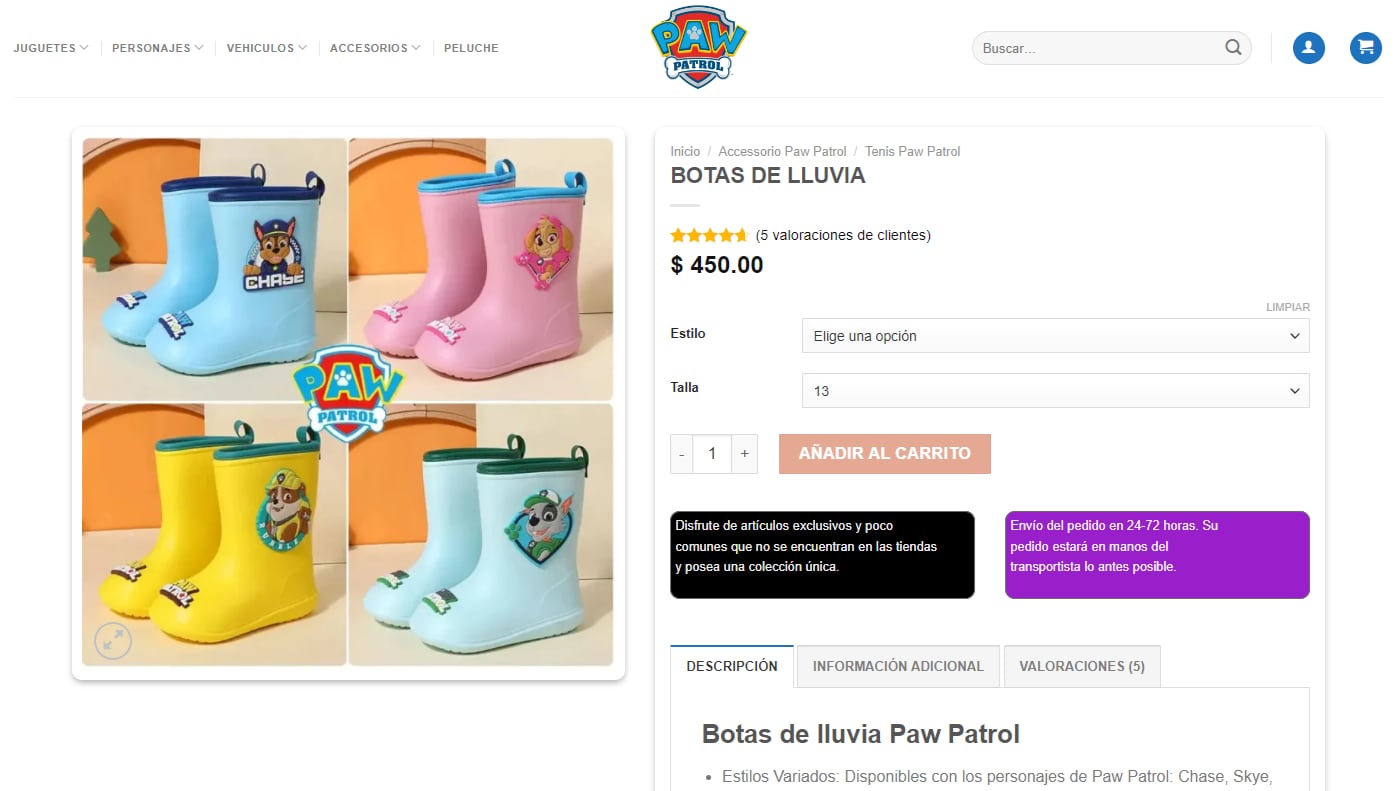 Botas de lluvia de Paw Patrol