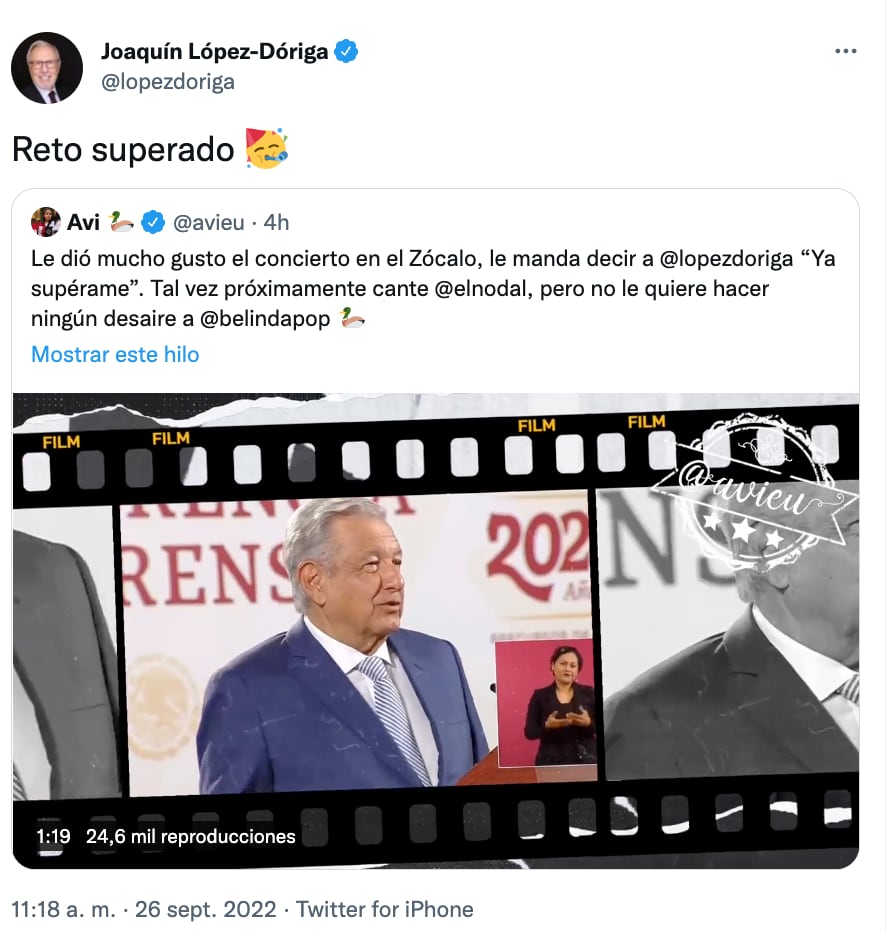 Joaquín López-Dóriga responde a AMLO