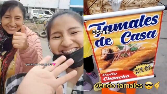 Universitaria ayuda a su mamá a vender tamales