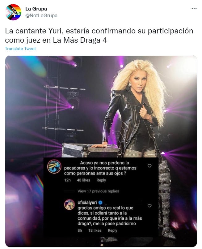 Yuri habría confirmado su participación en "La Más Draga 4"