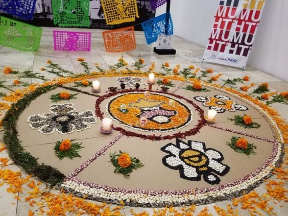 Tapete de aserrín para Día de Muertos