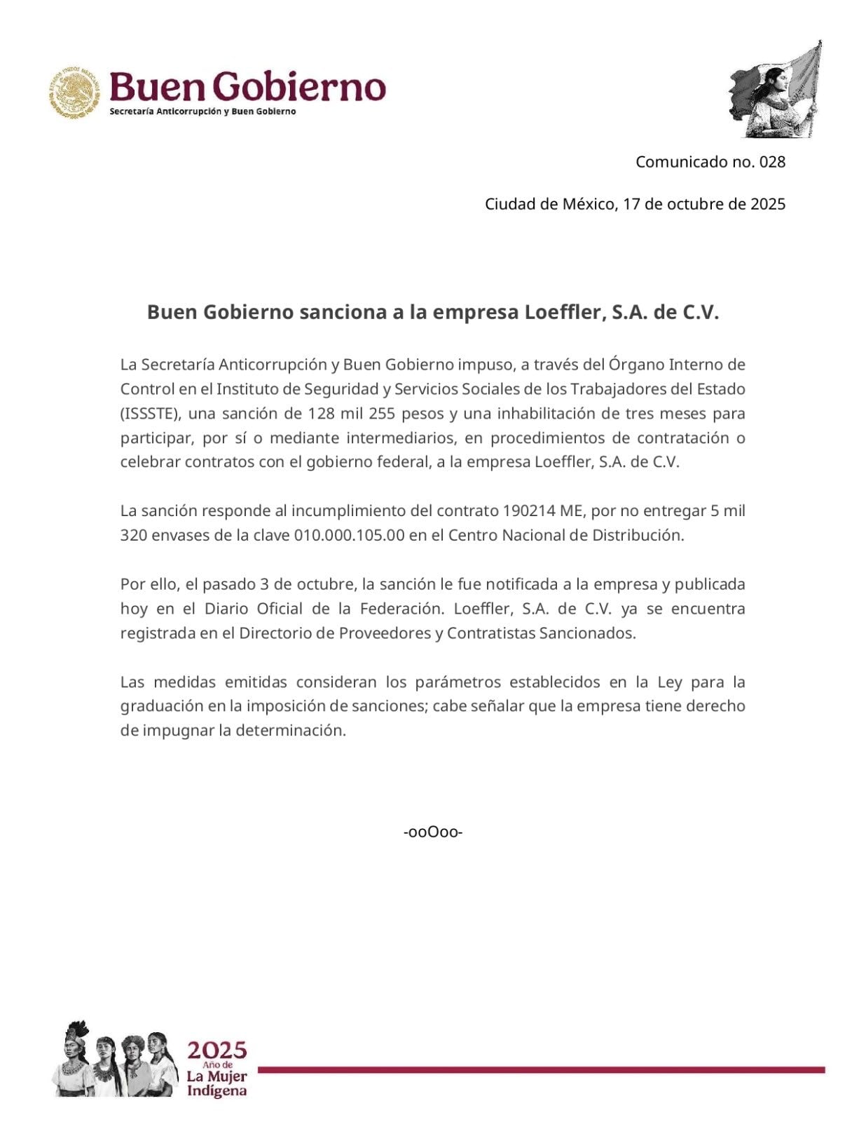 Comunicado de Buen Gobierno.
