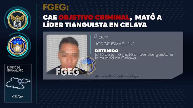 La Fiscalía de Guanajuato informó que capturó a un sicario que mató a un líder tianguista a sangre fría