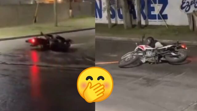 Madrugada para grabar a los motociclistas caer en una curva peligrosa.