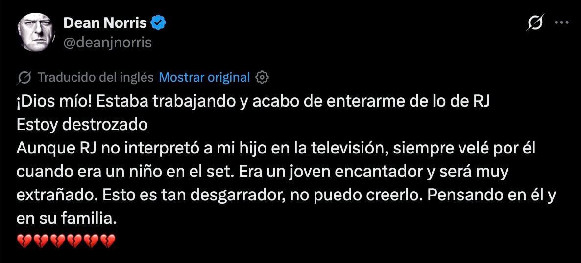 Dean Norris lamenta la muerte de RJ Mitte