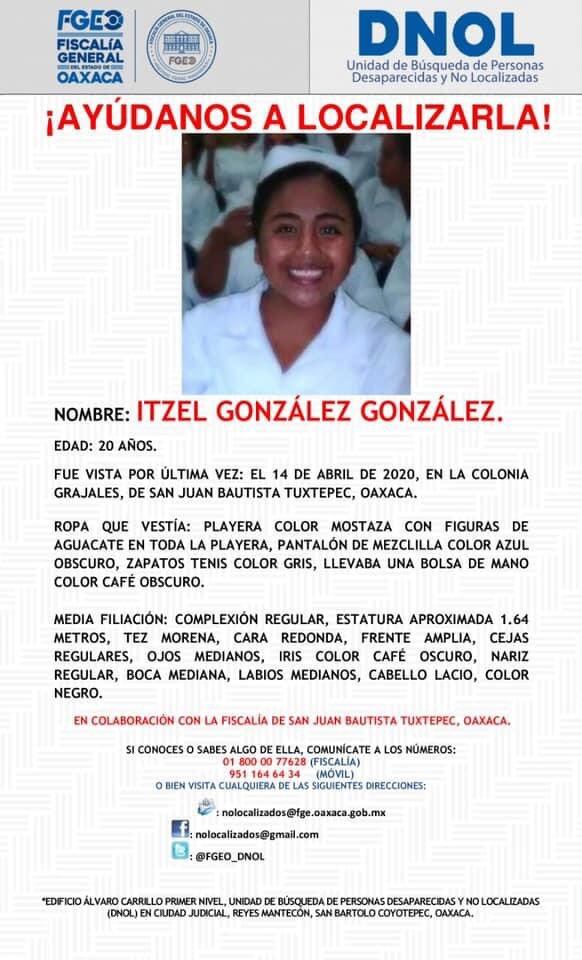 Ficha de búsqueda de Itzel.