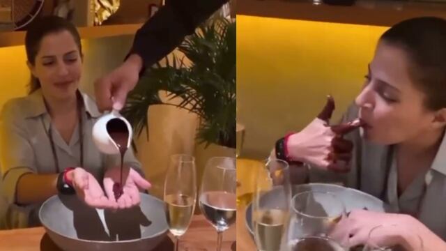 Restaurante sirve chocolate líquido en las manos