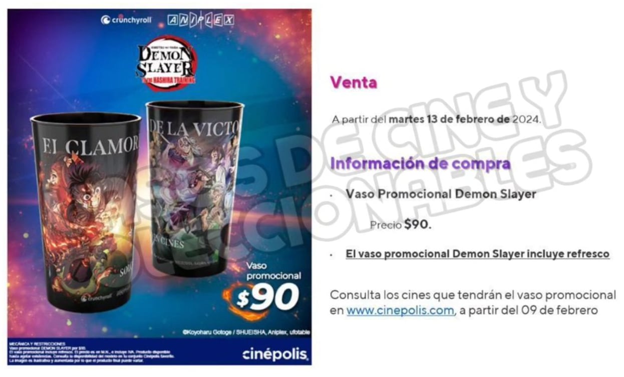 Vaso Demon Slayer en Cinépolis