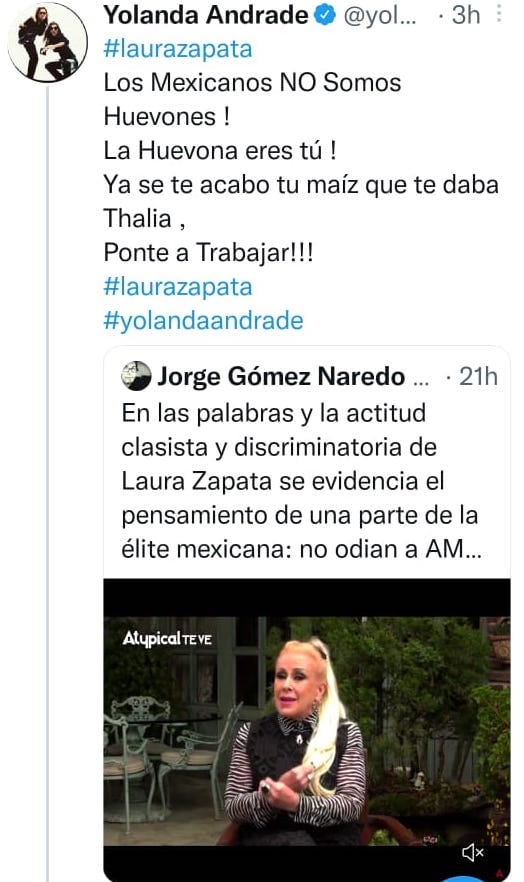 Yolanda Andrade arremete contra Laura Zapata.