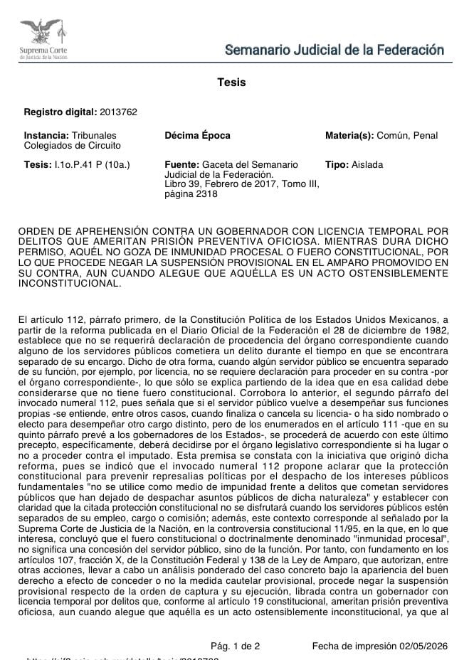 Fuero de Rubén Rocha