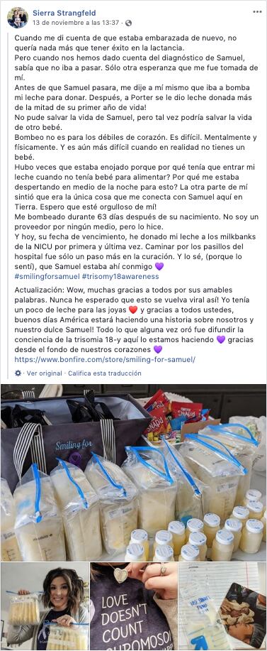 Mamá donó la leche que su hijo no pudo tomar