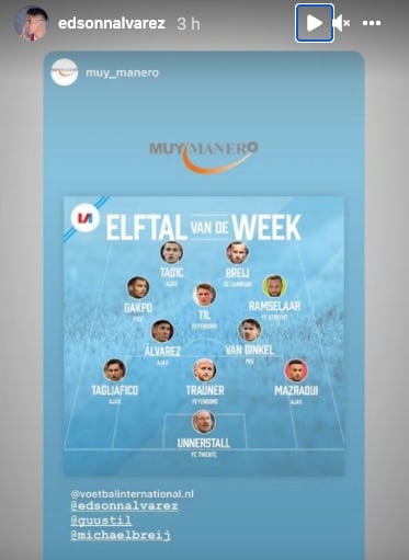Edson Álvarez, en el 11 ideal de la Eredivisie