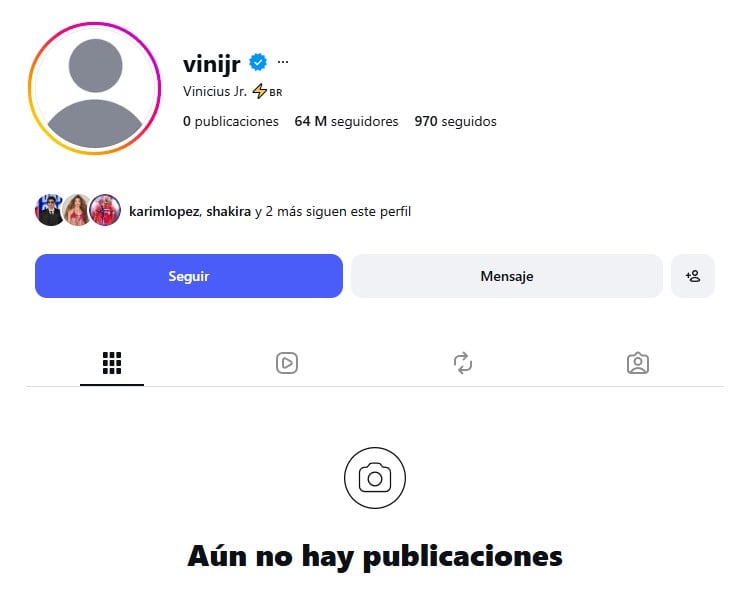 Vinicius Jr. “se esconde” en Instagram