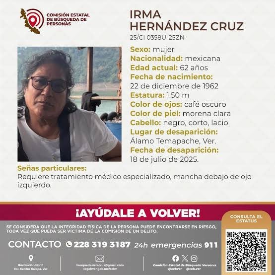 Irma Hernández Cruz, maestra jubilada asesinada en Veracruz