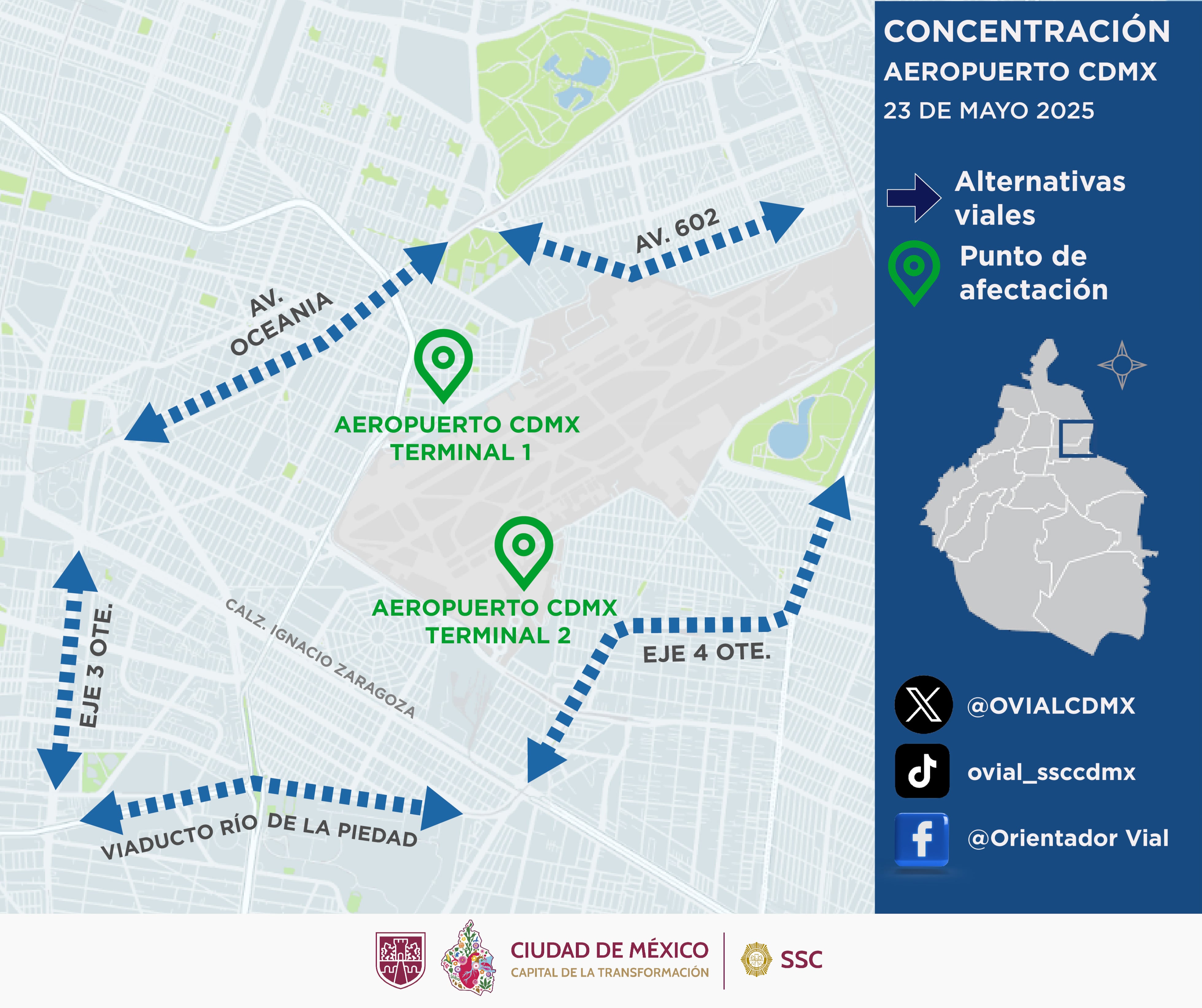 Alternativa vial del AICM hoy 23 de mayo por bloqueos de la CNTE