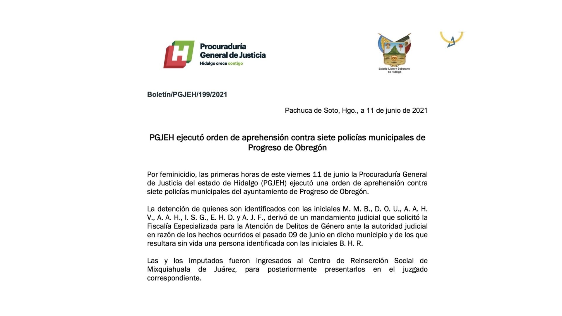 Comunicado sobre detención de policías