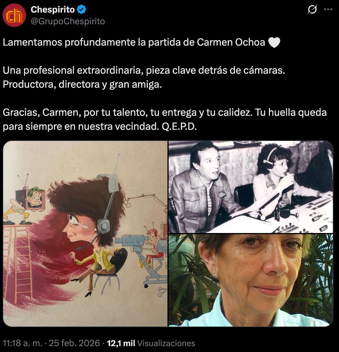 Muere Carmen Ochoa, productora de El Chavo del 8
