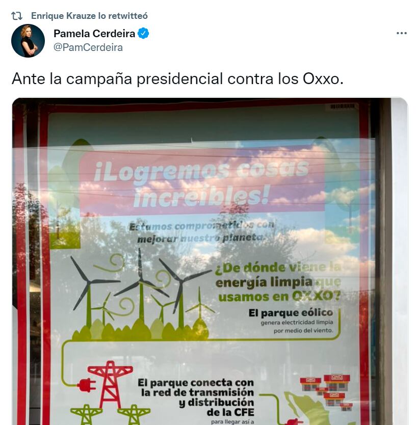 Retuit de Enrique Krauze de Campaña del Oxxo sobre energías limpias/@EnriqueKrauze
