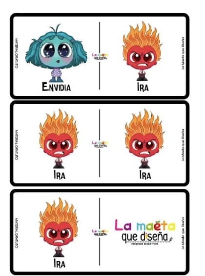 Actividades de Intensamente 2: Dominó para imprimir con todos los personajes