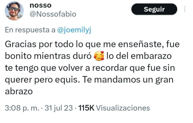 Lo felicita en su cumpleaños aunque haya embarazado a otra