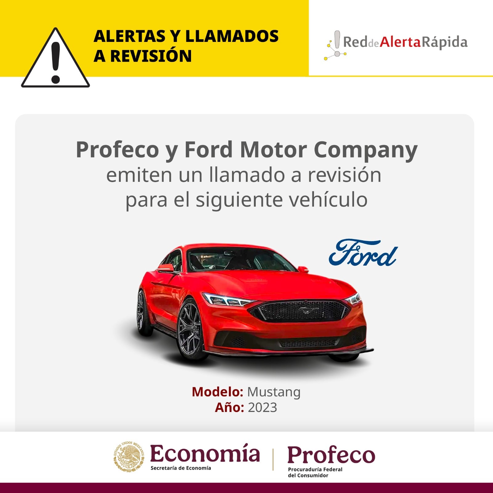Profeco alerta por fallo en Ford Mustang 2023