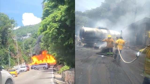 VIDEO: incendio en Acapulco hoy; explosión de pipa de combustible en Autopista Escénica deja al menos 4 heridos