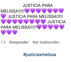 Usuarios piden justicia para Melissa en fotos de Mau Nieto.