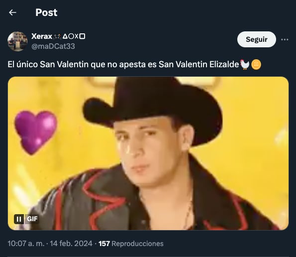Memes celebran el 14 de febrero con Valentín Elizalde