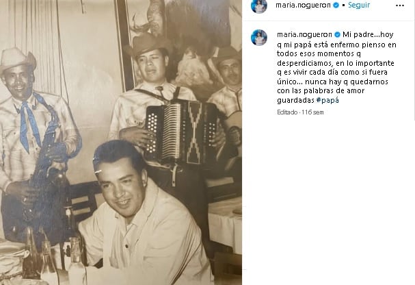 Rosa María Noguerón comparte que su papá está enfermo.