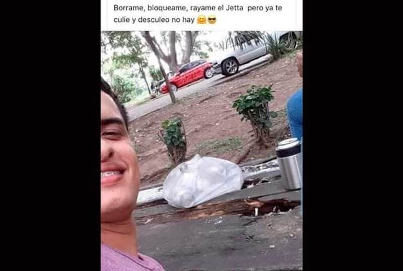 "No que no eras casado", mensaje en carro