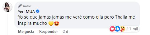 Yeri Mua aclara que no quiere ser como Thalía, que solo la inspira.