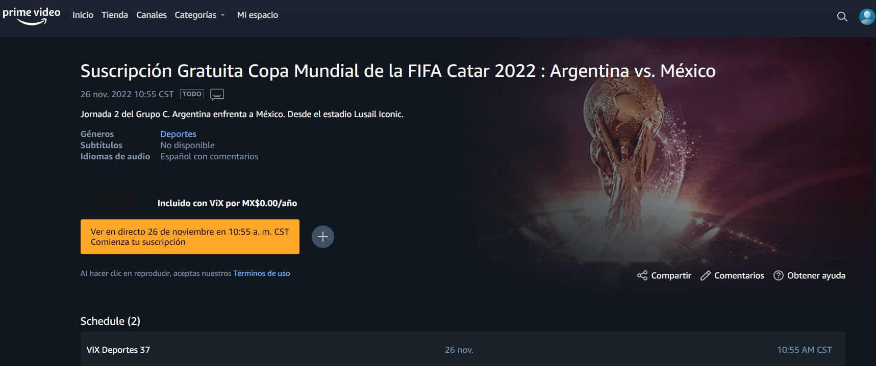 ViX gratis en Prime Video para ver partidos de México en Qatar 2022