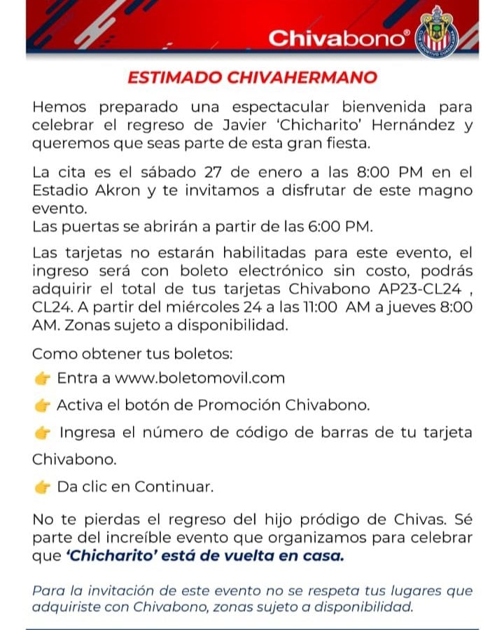 Boletín presentacion Chicharito