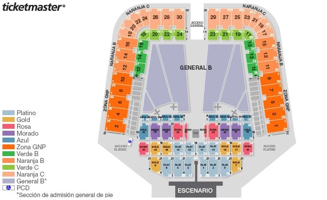 Distribución de asientos en Estadio GNP Seguros