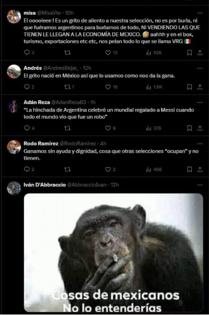 Mensajes entre fans argentinos y mexicanos.