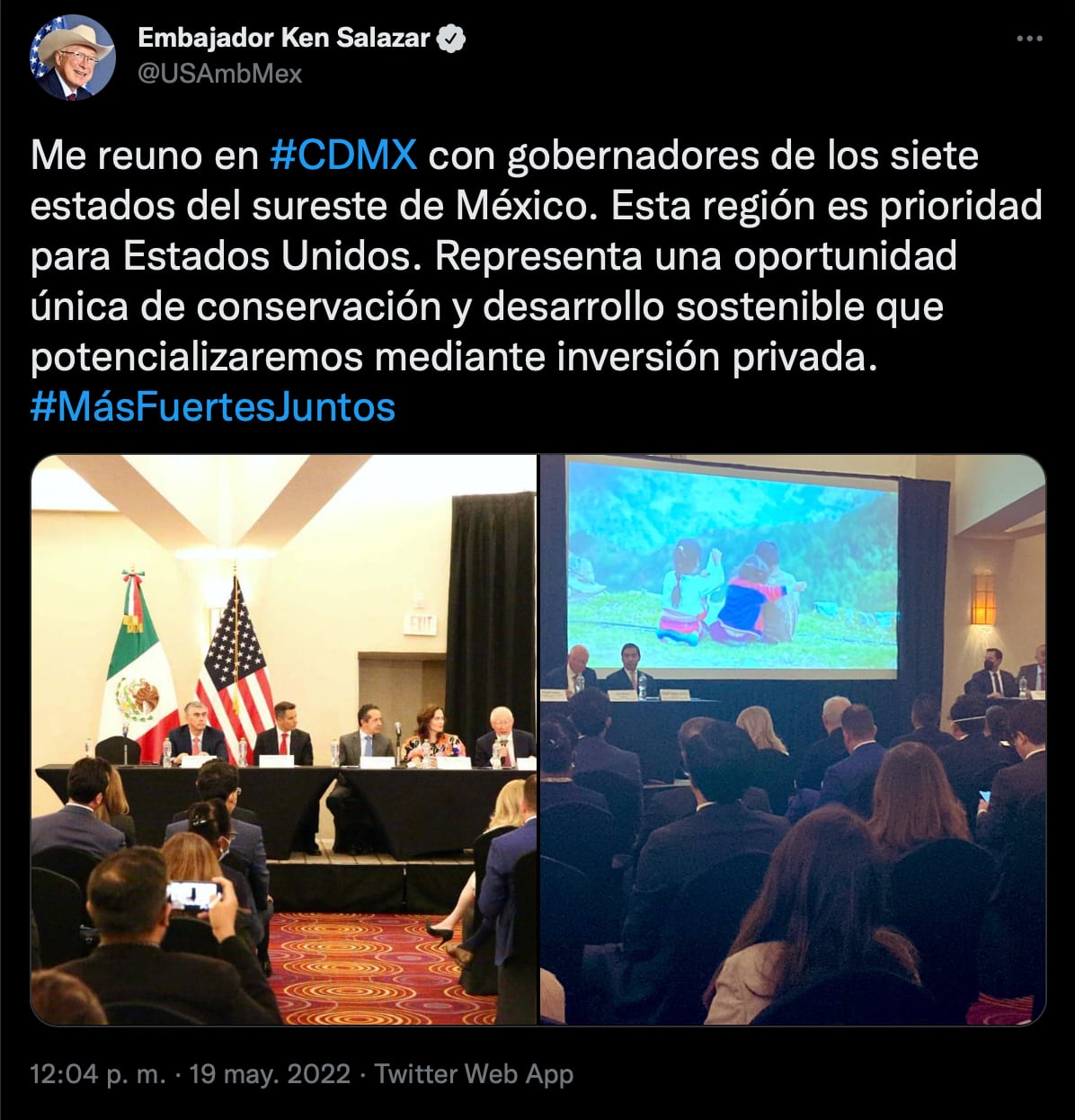 Ken Salazar se reúne con gobernadores del sureste de México