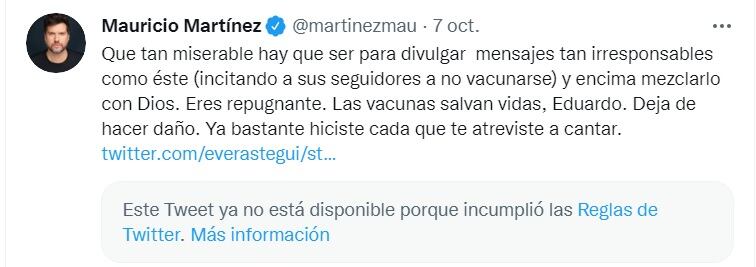 Mauricio Martínez arremete contra Eduardo Verástegui